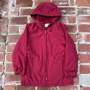 Eddie Bauer Hooded Jacket Red Full Zip Fleece Lined Small